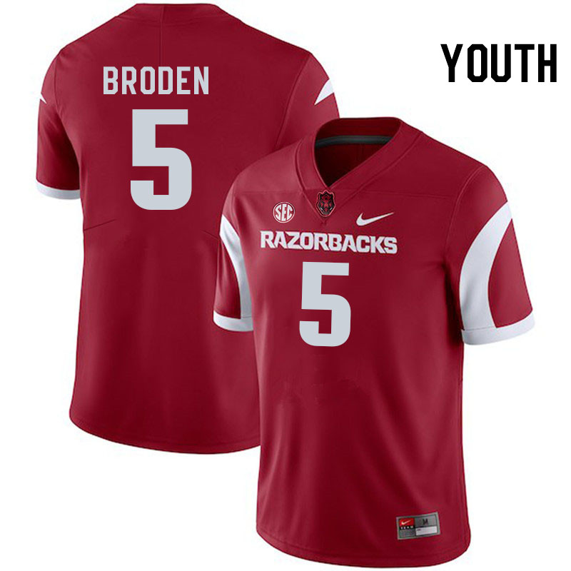 Youth #5 Tyrone Broden Arkansas Razorbacks College Football Jerseys Stitched-Cardinal